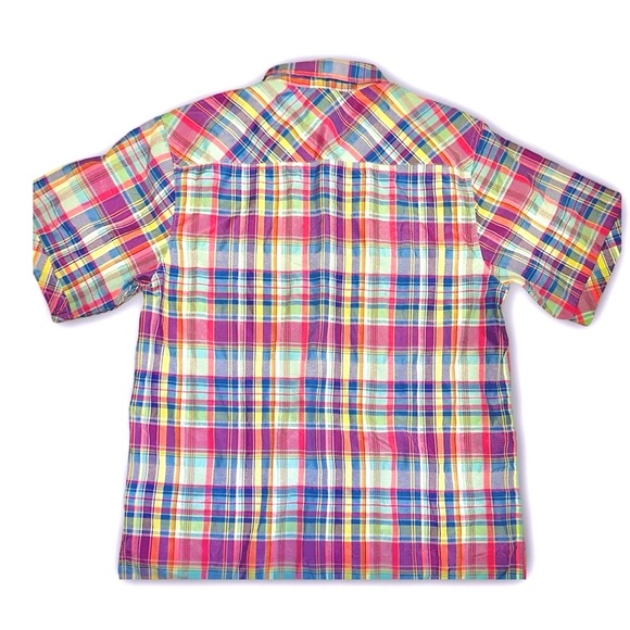 Red Ape Shirt Men's 2XL Short Sleeve Button Up Multicolor Plaid Pocket Casual - Picture 3 of 5